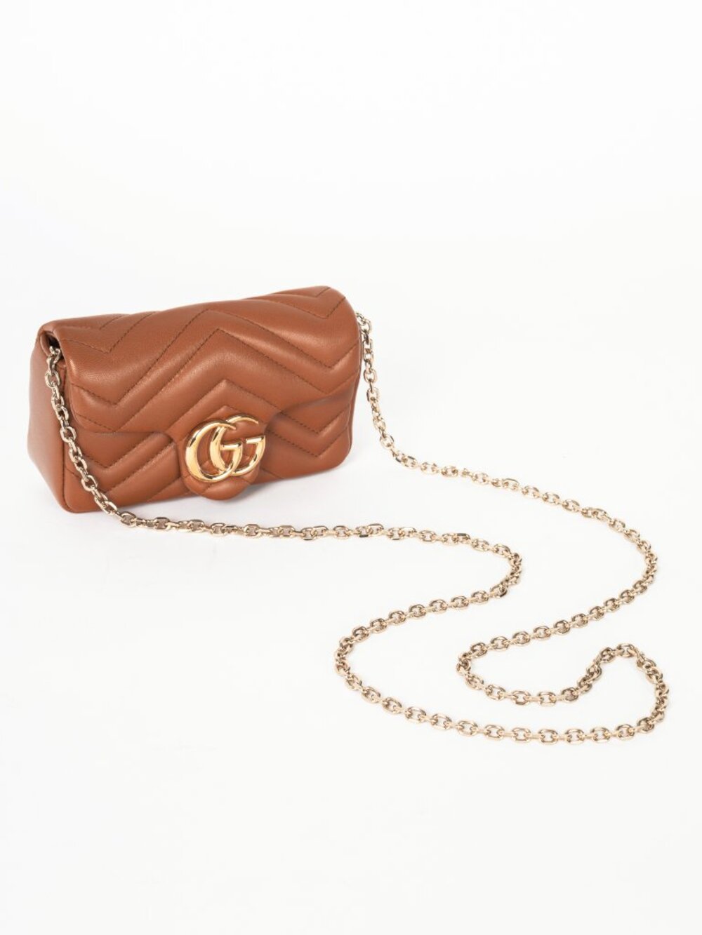 Gucci GG Marmont Brown Matelassé Chevron Mini Shoulder Bag - Picture 6 of 13